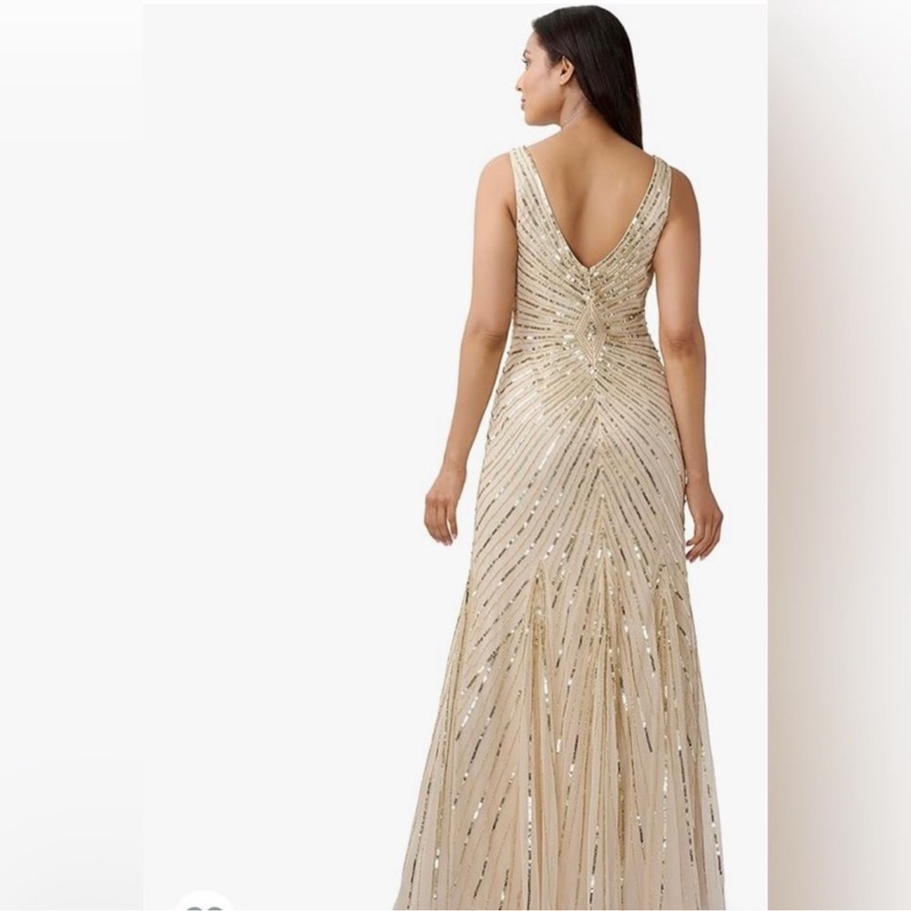 Aidan Mattox Metallic Chevron Sequin sleeveless long gown - Picture 10 of 11